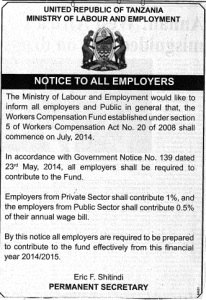 newspaper notice to employers